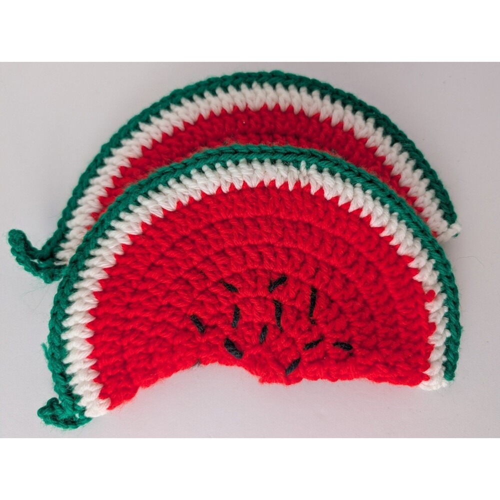 Watermelon Pot Holders Crochet Hand Knit Amish Fruit Summer Homemade